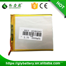 Batterie Li-ion de batterie de comprimé, batterie rechargeable de polymère de lithium de 3.7V 3500mAh 408090 pour le PC de comprimé, livre électronique
